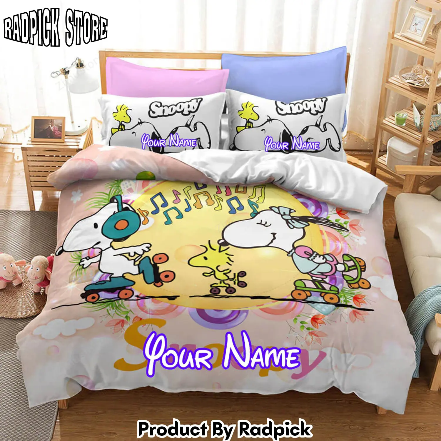 Radpick snoopy personalized name bedding set duvet cover without filler9933 rp3272223